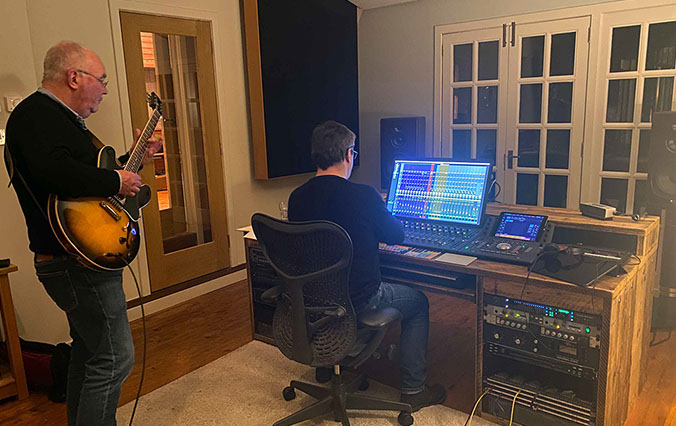 Ronald MacDonald in the recording studio recording Time Stands Still new album